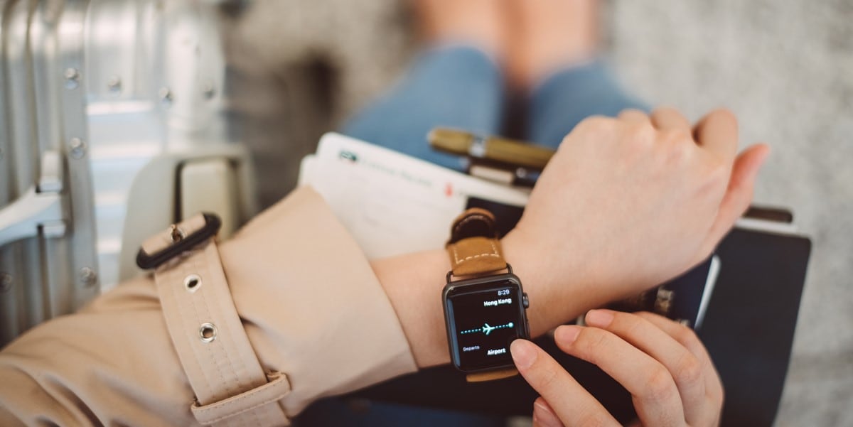 hand of traveler, checking watch